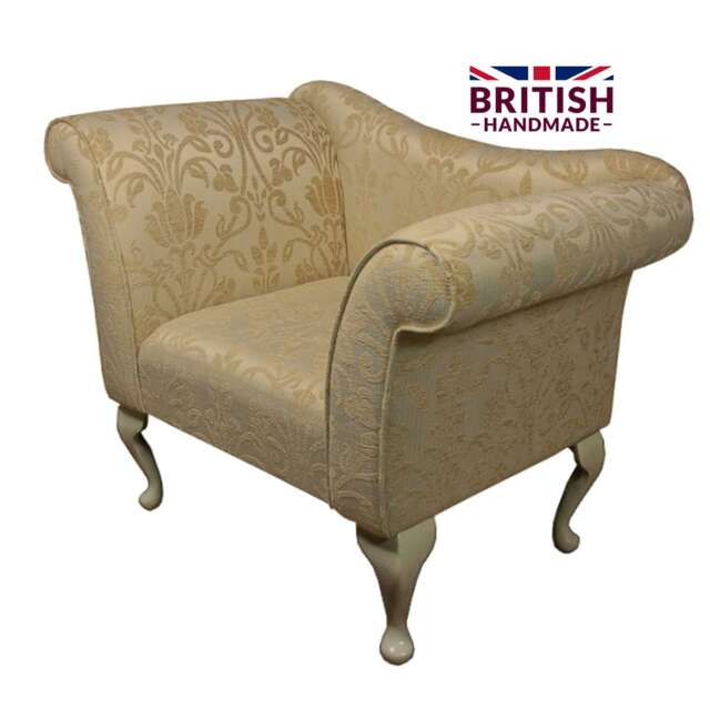 Designer Chaise Bedroom Occasional Accent Chair in A Medallion Gold Fabric Sr17050 - British Handmade - image 1