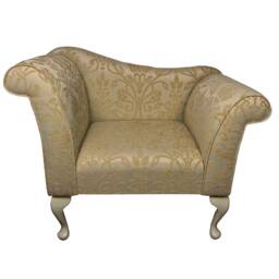 Designer Chaise Bedroom Occasional Accent Chair in A Medallion Gold Fabric Sr17050 - British Handmade - thumbnail 2