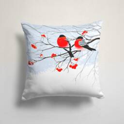 Floral Christmas Pillow Cover/Christmas Cushion Cover/Winter Tree Birds Case/Christmas Gift/Farmhouse Decor/Housewarming Gift - thumbnail 4