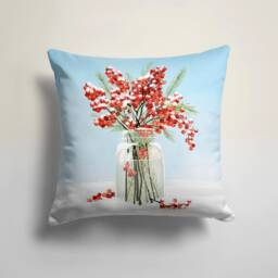 Floral Christmas Pillow Cover/Christmas Cushion Cover/Winter Tree Birds Case/Christmas Gift/Farmhouse Decor/Housewarming Gift - thumbnail 2
