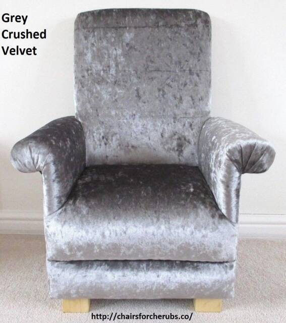 Velvet Children's Chair Kids Armchair Nursery Child's Bedroom Silver Grey Navy Teal Green Aqua Blue Mustard Ochre Emerald Lilac - image 1