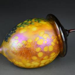 Hand Blown Glass Sculpted Acorn in Sky Blue, Green, Brown & Orange - thumbnail 3