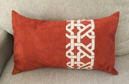 Colorblock Pillow Cover, Persimmon Faux Suede Lumbar Color Block Print, Rust Cover, Terracotta Cover, Designer