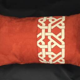 Colorblock Pillow Cover, Persimmon Faux Suede Lumbar Color Block Print, Rust Cover, Terracotta Cover, Designer - thumbnail 2