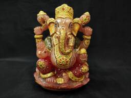 Rose Quartz Ganesha Figurine, Hindu Indian God Statue, Healing Crystal Decor, Spiritual Gift - thumbnail 1