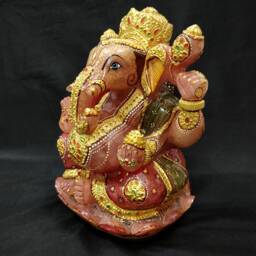 Rose Quartz Ganesha Figurine, Hindu Indian God Statue, Healing Crystal Decor, Spiritual Gift - thumbnail 3