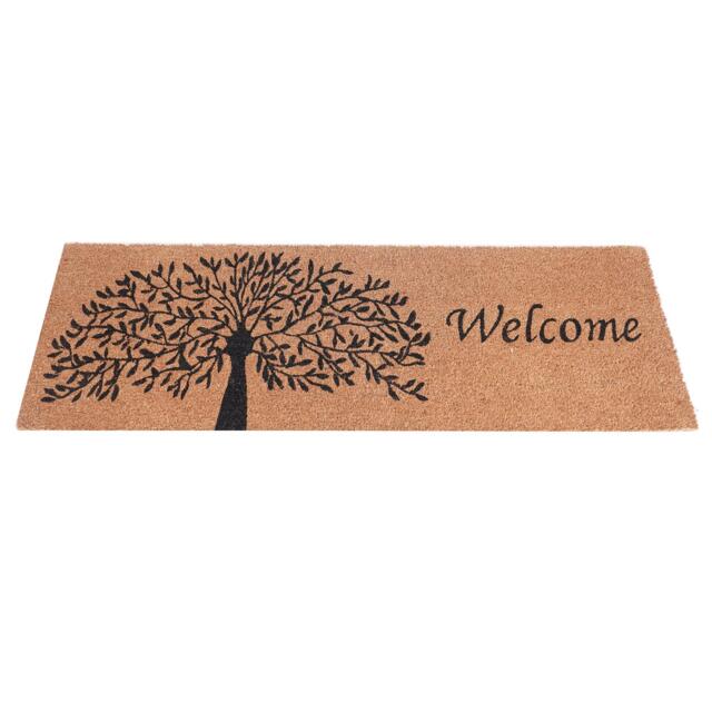Extra Long Coir Doormat 40 X 125cm Tree Of Life Welcome Print Natural Coconut Dirt Trapper Non-Slip Mat Hall Rug - image 1