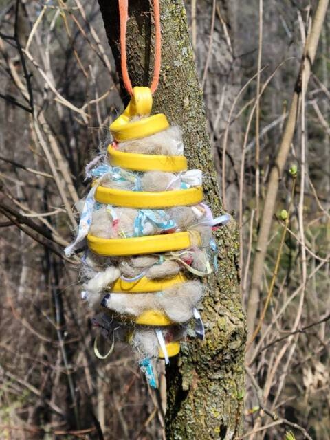 Upcycled Bird Nesting Material Holder Alpaca Fiber Refill - image 1