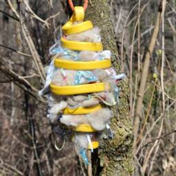 Upcycled Bird Nesting Material Holder Alpaca Fiber Refill - thumbnail 3