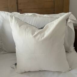 Floral Teal Cotton Cushion With Feather Insert Farmhouse Style Throw Pillow - 45x45cm - thumbnail 4