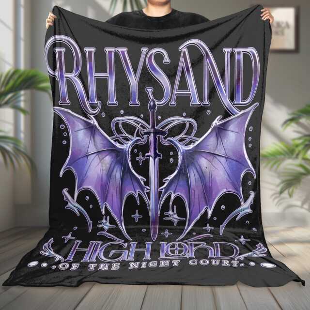 The Bat Boys Rhysand Fleece Blanket, Acotar Blanket For Book Lovers, Feyre Fan Gift, Night Court, Decor - image 1
