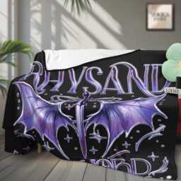 The Bat Boys Rhysand Fleece Blanket, Acotar Blanket For Book Lovers, Feyre Fan Gift, Night Court, Decor - thumbnail 3