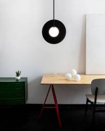 Geometric Pendant Light, Metal Hanging Lamp, Ceiling Light Fixture, Ring Industrial Minimalist Sculptural Unique - thumbnail 1