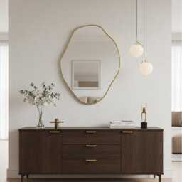 Irregular Unlacquered Brass Mirror - Organic Asymmetrical Wall Mirrors - thumbnail 3