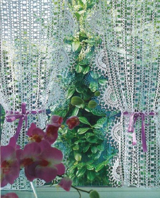 Crochet Lace Curtain/Valance - Pink Orchid - image 1