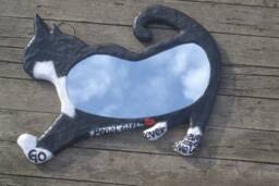 Go Pepsi Girl Never Give Up, Ready To Shipping, Silhouette Mirror, Large Wall Cat Lover Gift, Tuxedo Cats - thumbnail 1