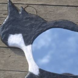 Go Pepsi Girl Never Give Up, Ready To Shipping, Silhouette Mirror, Large Wall Cat Lover Gift, Tuxedo Cats - thumbnail 2