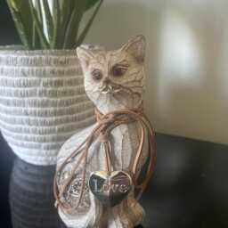 Wood Effect Cat Ornament Statue Animal Kitten Home Decoration Figurine Decor Gift - thumbnail 3