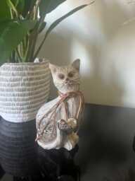 Wood Effect Cat Ornament Statue Animal Kitten Home Decoration Figurine Decor Gift - thumbnail 1