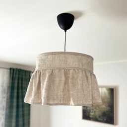 Washed Linen Pendant Lamp Shade Marta, Oatmeal Ruffled Pantry Light Fixture - thumbnail 1