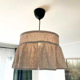 Washed Linen Pendant Lamp Shade Marta, Oatmeal Ruffled Pantry Light Fixture - thumbnail 3