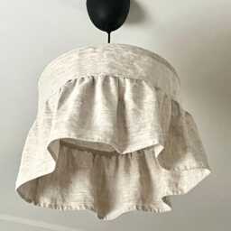 Washed Linen Pendant Lamp Shade Marta, Oatmeal Ruffled Pantry Light Fixture - thumbnail 4