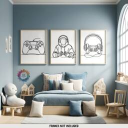 Minimalist Gaming Print Set - 3 Gamer Posters - Boys Bedroom Decor Gift Artwork Girls Room Kids Video Game Wall Art - thumbnail 2