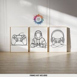 Minimalist Gaming Print Set - 3 Gamer Posters - Boys Bedroom Decor Gift Artwork Girls Room Kids Video Game Wall Art - thumbnail 1