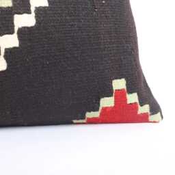 Vintage Turkish Kilim Pillow Orange Striped Wool Lumbar Cover - 12x24 - thumbnail 2