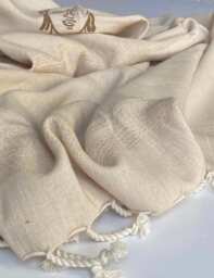 Large Turkish Beach Towel Linen Cotton Hand-Loomed Peshtemal Absorbent Quick Dry - thumbnail 1