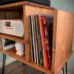 Record Player Stand Handcrafted Turntable Cabinet With Vinyl Storage, Holder Minimalist Design Customised Sizes/ Colours - thumbnail 3