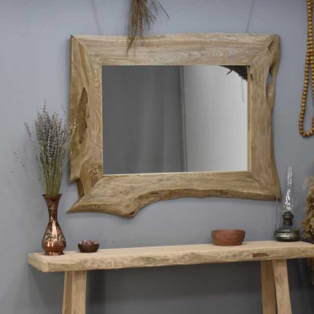 Handmade Rustic Wood Mirror Farmhouse Live Edge Design - image 1