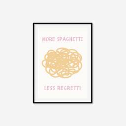 More Spaghetti Less Regretti Print - Pasta Lover Print, Retro Kitchen Restaurant Decor, Affirmation Wall Art, Funny - thumbnail 3