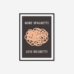 More Spaghetti Less Regretti Print - Pasta Lover Print, Retro Kitchen Restaurant Decor, Affirmation Wall Art, Funny - thumbnail 2