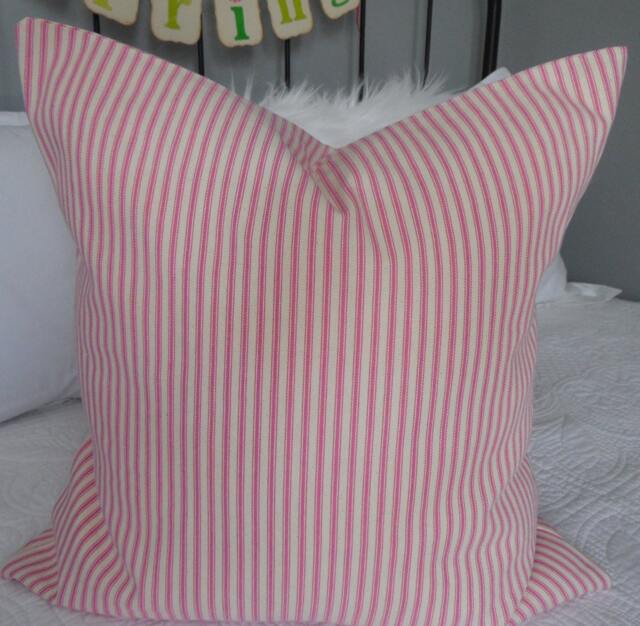 Ticking.pink & Yellow.pillow Covers.spring Pillow Covers.home Decor.summer Decor.farmhouse Cover.easter Toss Pillow.nursery - image 1