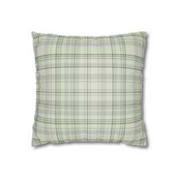 Light Green Tartan Throw Pillow Cover - Rustic Farmhouse Decorative Aesthetic Pillowcase - Living Room Cushion Decor Gift - thumbnail 3