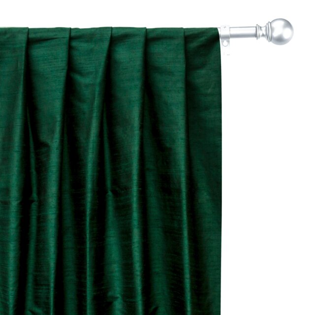 Dark Green Silk Dupioni Curtain Panels - Rod Pocket, Grommet, Box Pleat, Three Pinch Pleat, Tab Top & Plain Ring Top - image 1