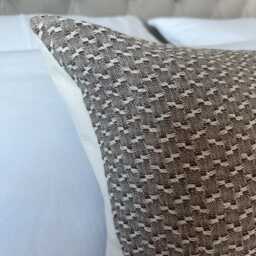 Handwoven Bolster Pillow Cover Taupe Brown Hmong Cushion - thumbnail 3