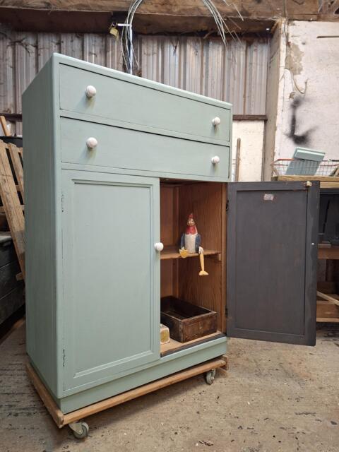 Vintage Linen Cupboard, Kitchen Larder Cabinet. Hallway Storage - image 1