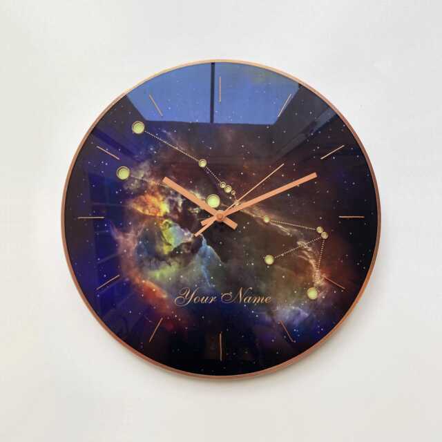 Taurus Star Sign Clock Celestial Glowing Stars & Nebula Sky With Astrology Decor - image 1