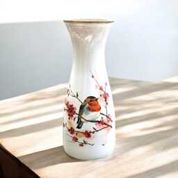 Tall Vase, Robin Vases, Vase For Flowers, Mum, Robins Appear, Decor, Home Gifts, Memorial Bouquet - thumbnail 1