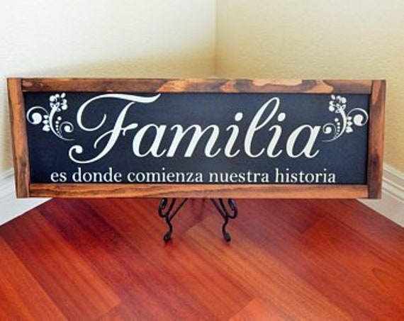 Familia Spanish Wood Sign, Rustic Farmhouse Wall Decor - 12x24