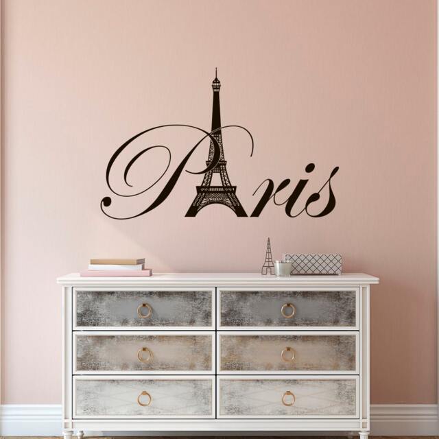 Paris Eiffel Tower Vinyl Wall Decal French Style Home Decor, Romantic Bedroom Sticker C077 - image 1