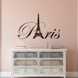 Paris Eiffel Tower Vinyl Wall Decal French Style Home Decor, Romantic Bedroom Sticker C077 - thumbnail 1