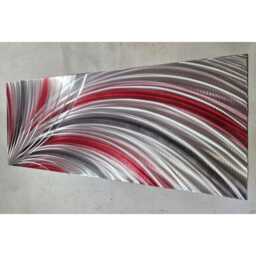 Modern Abstract Metal Wall Art, Red Grey Silver, Indoor Outdoor - thumbnail 1