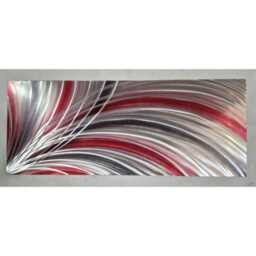 Modern Abstract Metal Wall Art, Red Grey Silver, Indoor Outdoor - thumbnail 3