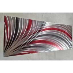 Modern Abstract Metal Wall Art, Red Grey Silver, Indoor Outdoor - thumbnail 4