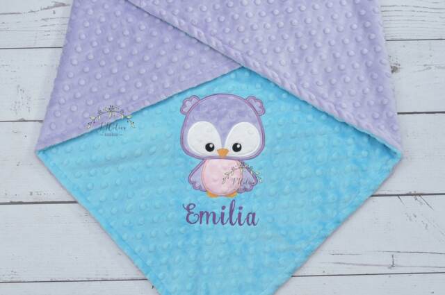Personalized Baby Blanket-Owl Blanket-Personalized Owl Minky Blanket-Minky Blanket-Minky Baby Blanket-Baby Girl Boy Blanket - image 1