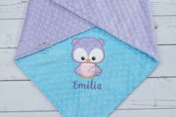 Personalized Baby Blanket-Owl Blanket-Personalized Owl Minky Blanket-Minky Blanket-Minky Baby Blanket-Baby Girl Boy Blanket - thumbnail 1