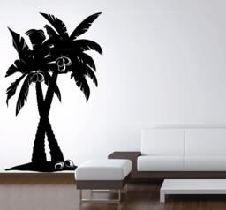 "Coconut Palm Tree Forest Vinyl Wall Decal - 72""W X 44"